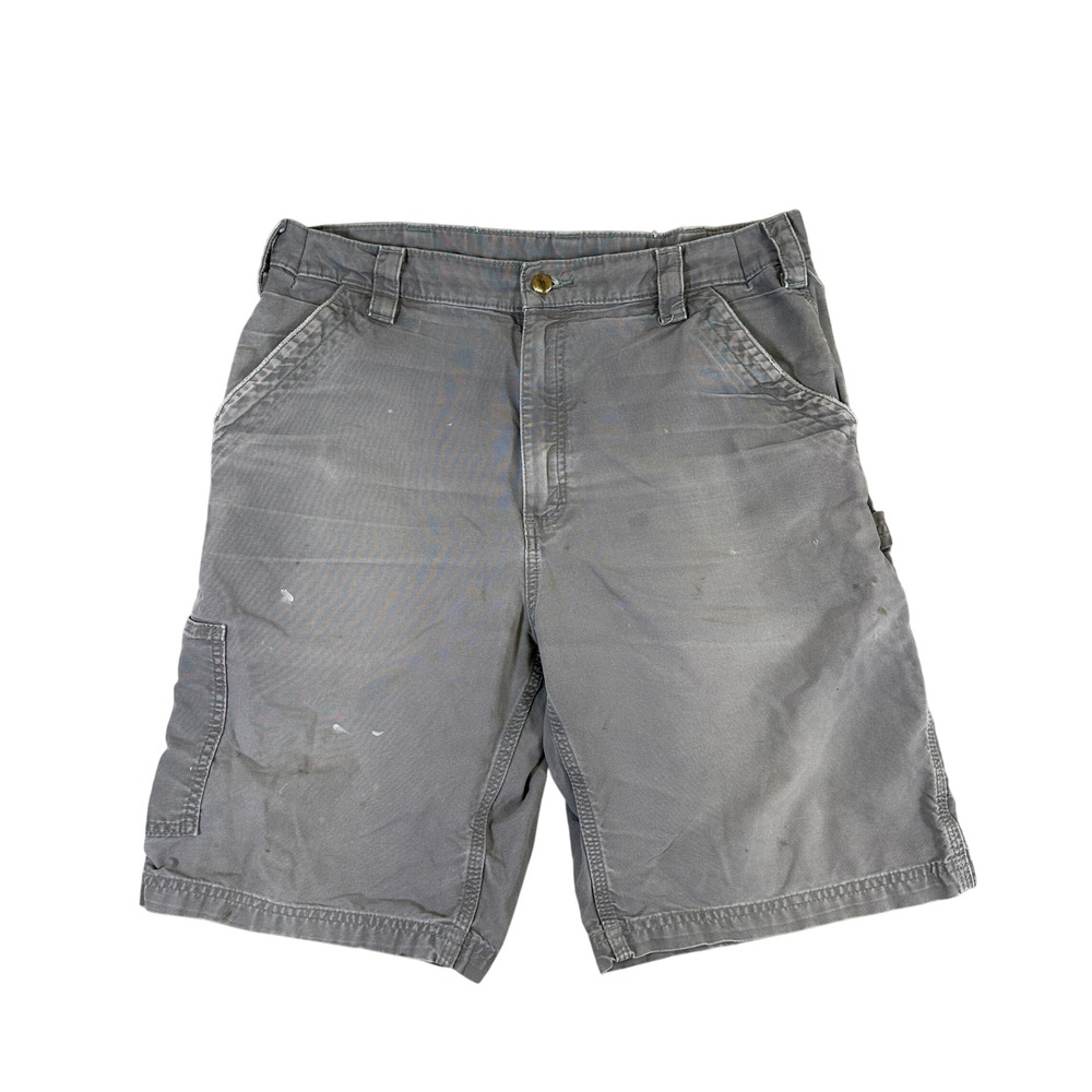 Carhartt Mens Gray Canvas Duck Work Carpenter Shorts Paint Splatter 33
